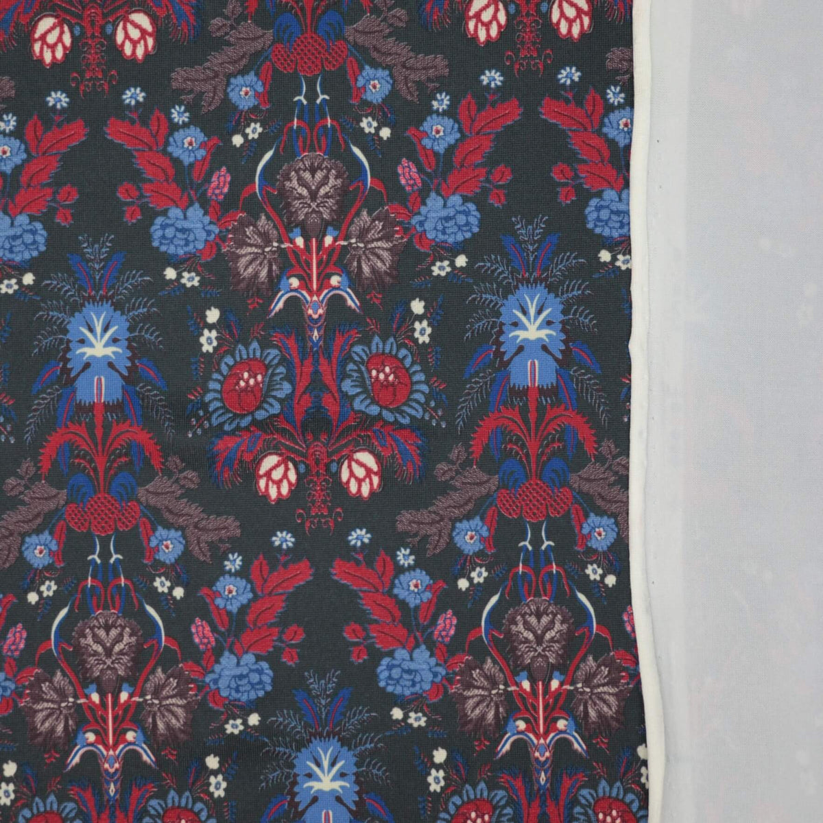Navy Folk Floral Print ITY per/metre