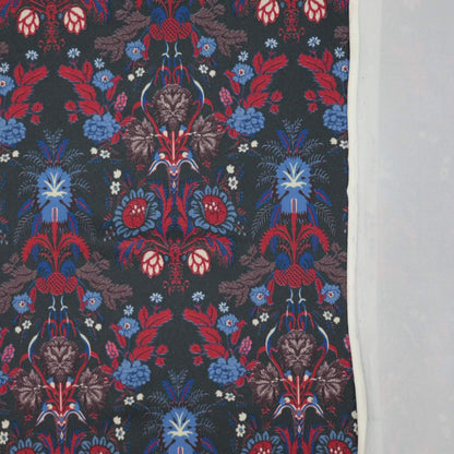 Navy Folk Floral Print ITY per/metre