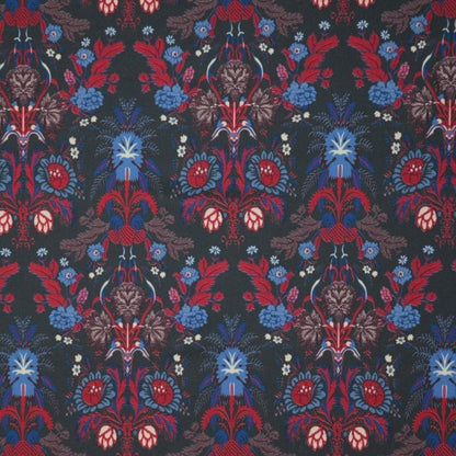 Navy Folk Floral Print ITY per/metre