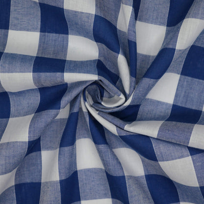 Navy & White 1 Inch Gingham Polycotton per/metre