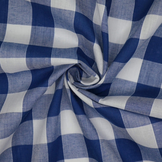 Navy & White 1 Inch Gingham Polycotton per/metre