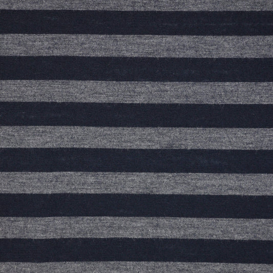 Navy & Grey Stripe Jersey per/metre
