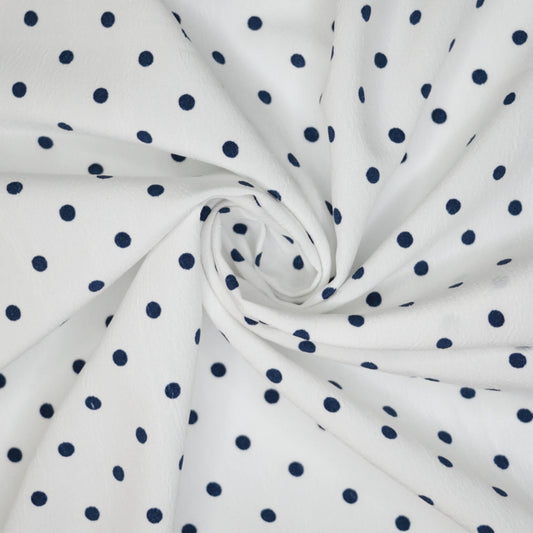 Navy Spot White Moracain Crepe 1m
