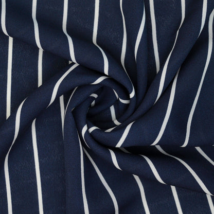 Navy Stripe Georgette per/metre