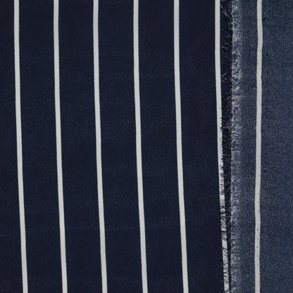 Navy Stripe Georgette per/metre