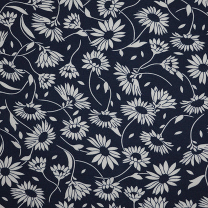 Navy & White Floral Jersey per/metre