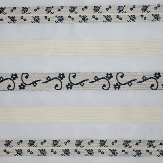 Navy & White Sheer Stripe Brocade per/metre