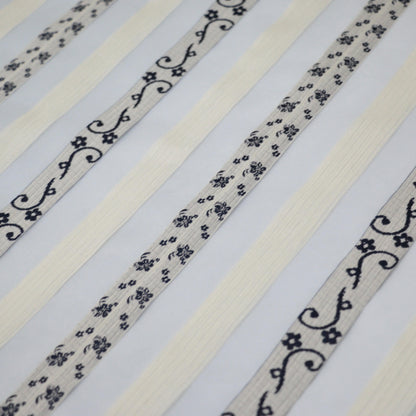 Navy & White Sheer Stripe Brocade per/metre