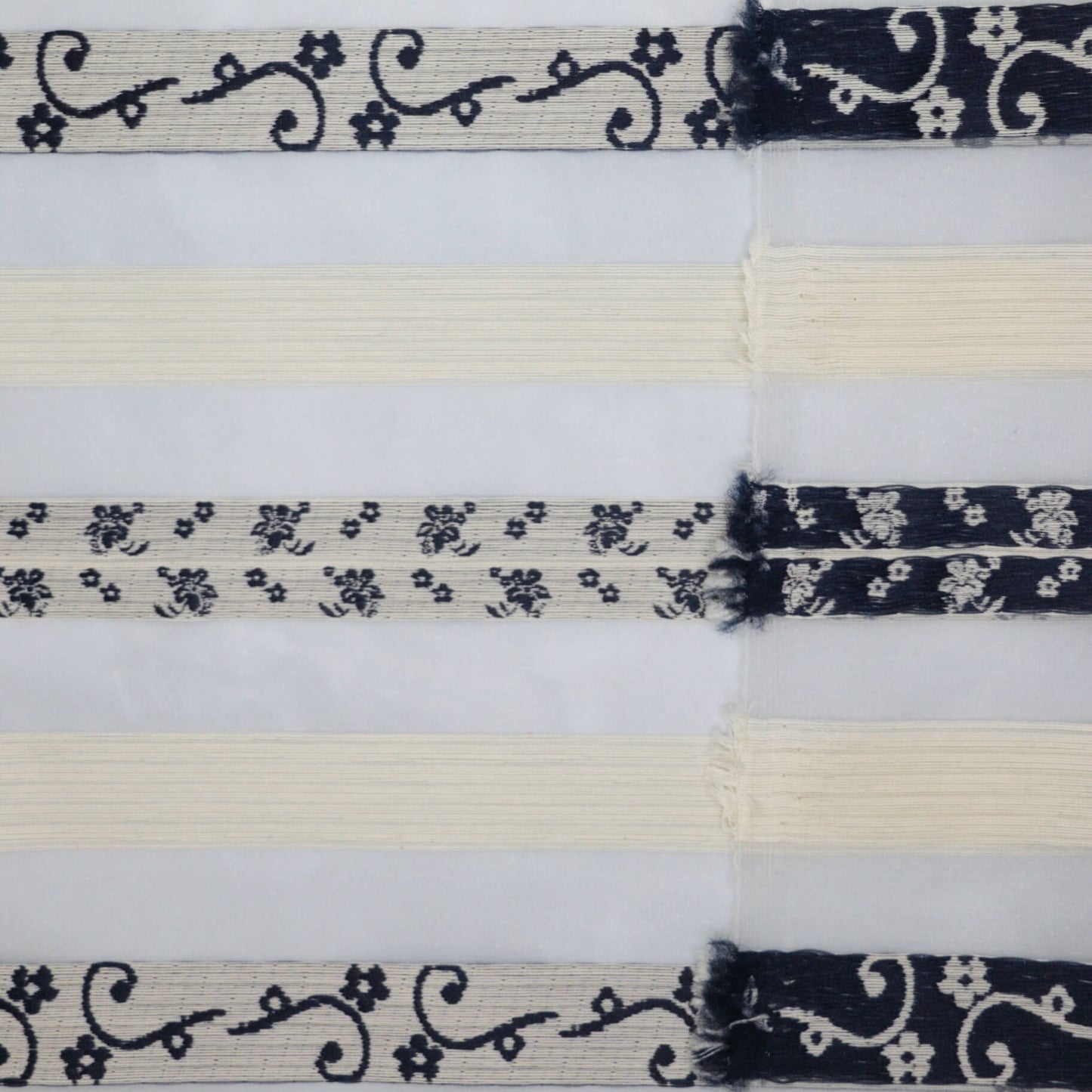 Navy & White Sheer Stripe Brocade per/metre
