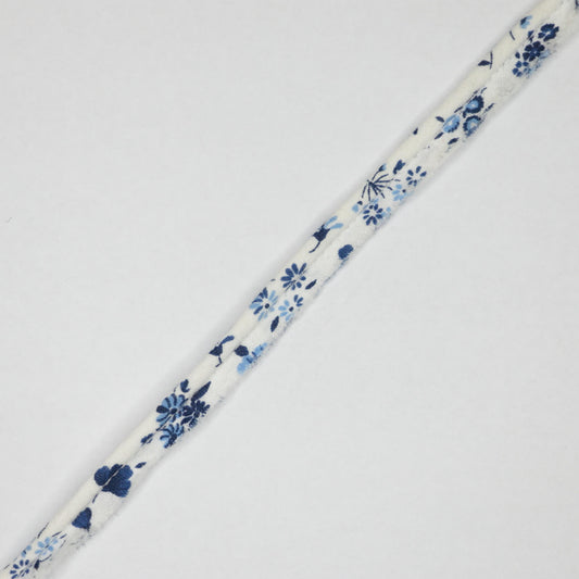 10mm Navy & White Floral Cotton Piping per/metre