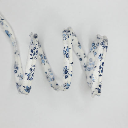10mm Navy & White Floral Cotton Piping per/metre