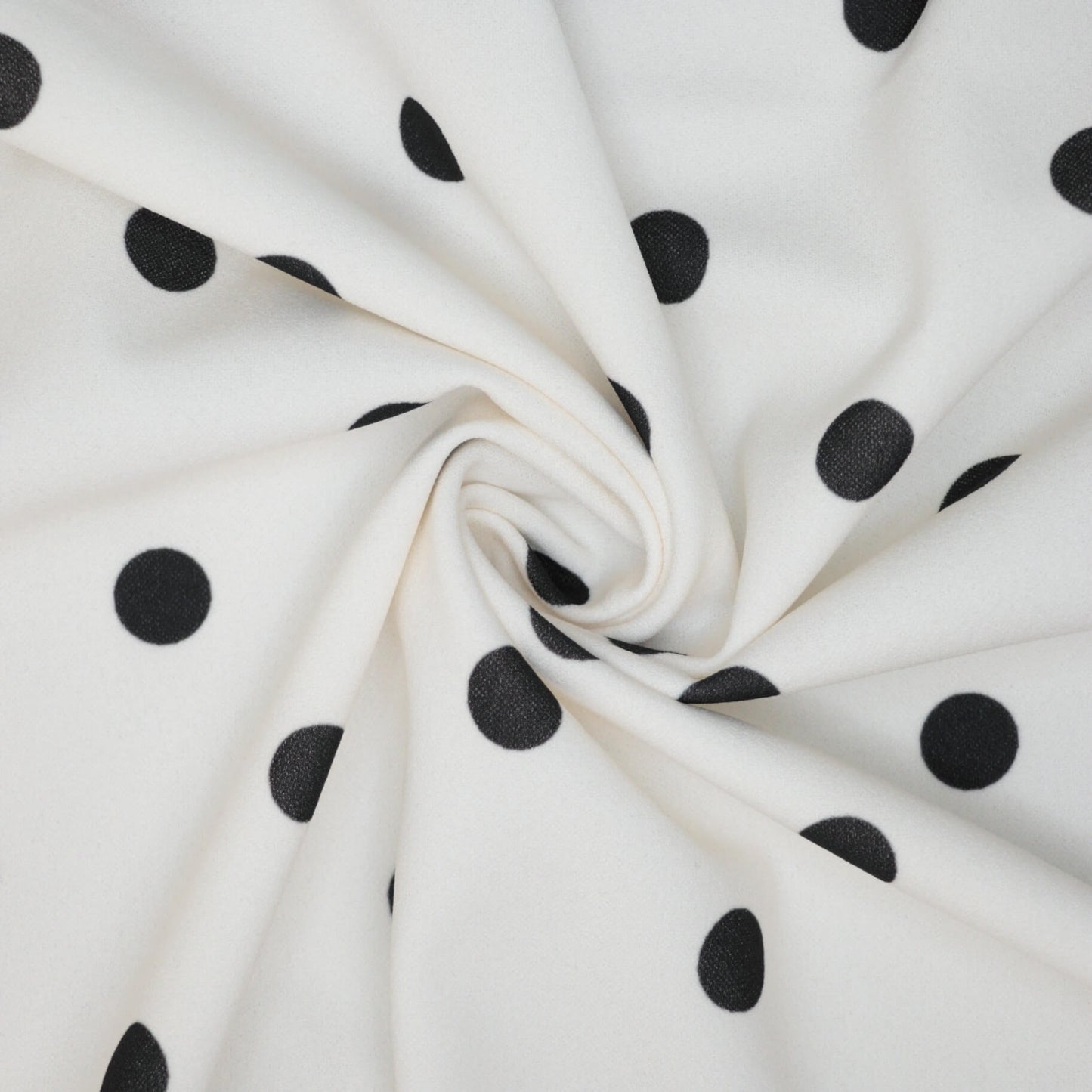 Off-White Black Polka Dot Scuba Crepe per/metre