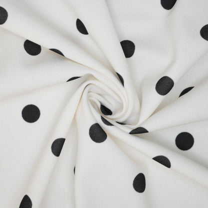 Off-White Black Polka Dot Scuba Crepe per/metre