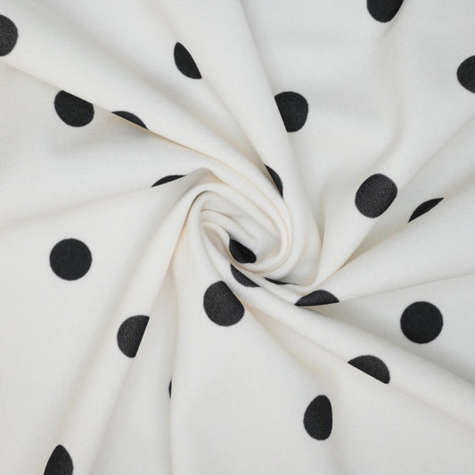 Off-White Black Polka Dot Scuba Crepe per/metre