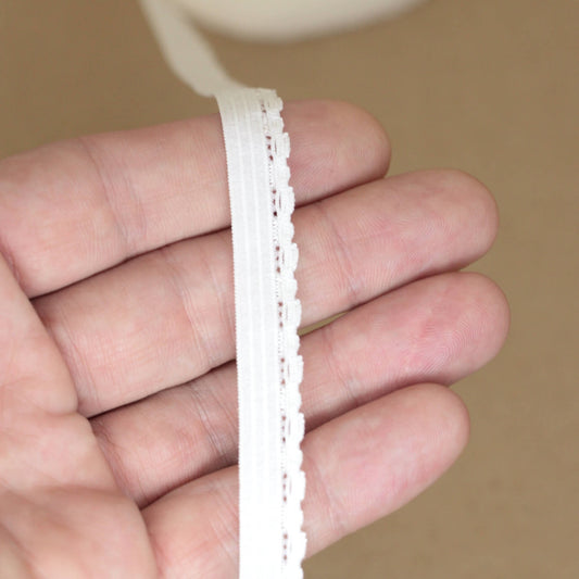 10mm Off-White Picot Elastic 3m