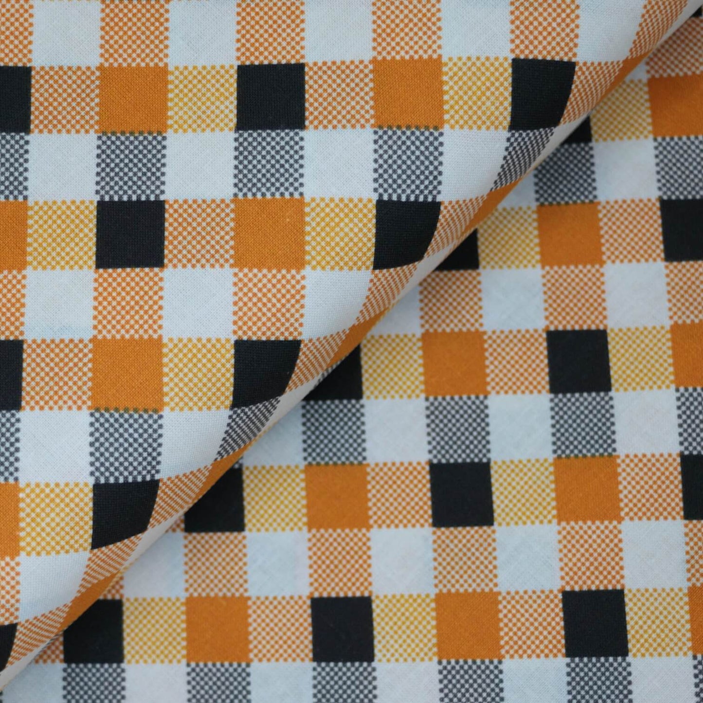 Orange & Black Halloween Check 100% Cotton