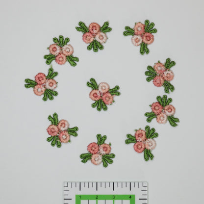 Pink Colorful Embroidered Flower Appliques 10pk