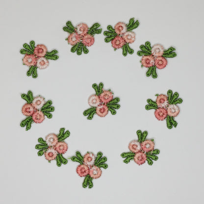 Pink Colorful Embroidered Flower Appliques 10pk