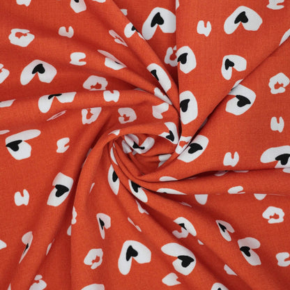 Orange Hearts Cheetah 100% Viscose per/metre