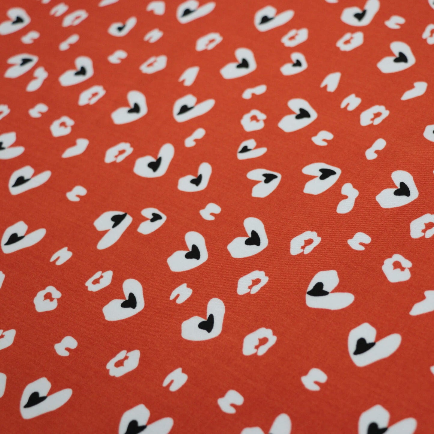 Orange Hearts Cheetah 100% Viscose per/metre