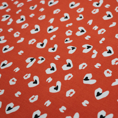 Orange Hearts Cheetah 100% Viscose per/metre