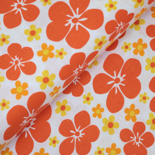 Orange & Red Floral 100% Cotton
