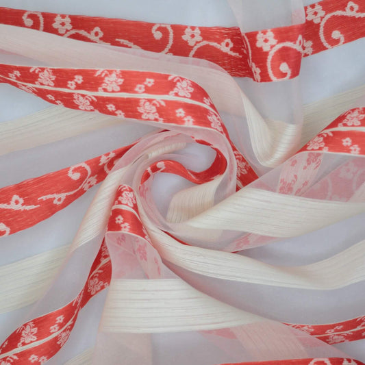 Orange & White Sheer Stripe Brocade per/metre