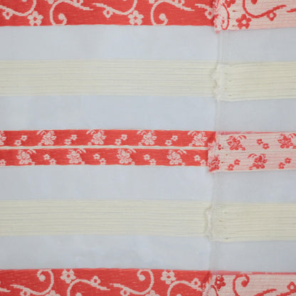 Orange & White Sheer Stripe Brocade per/metre