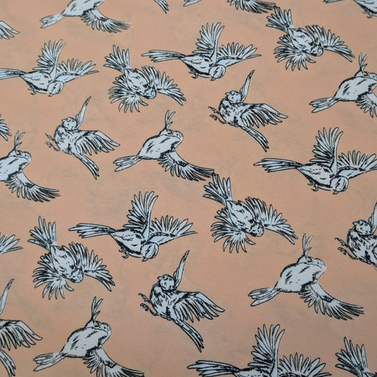 Peach Bird Print Peachskin 2.5m