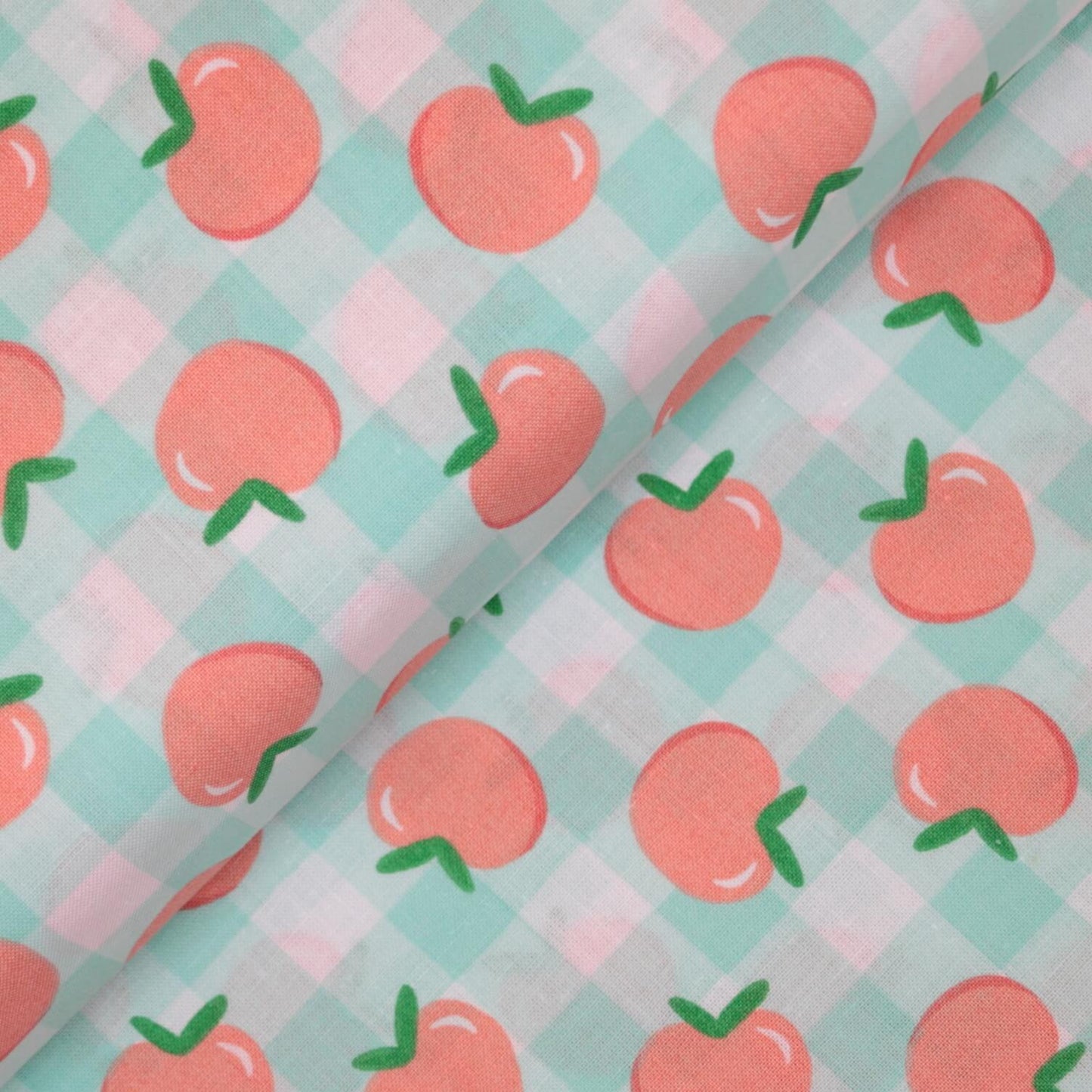 Peaches Aqua Gingham 100% Cotton