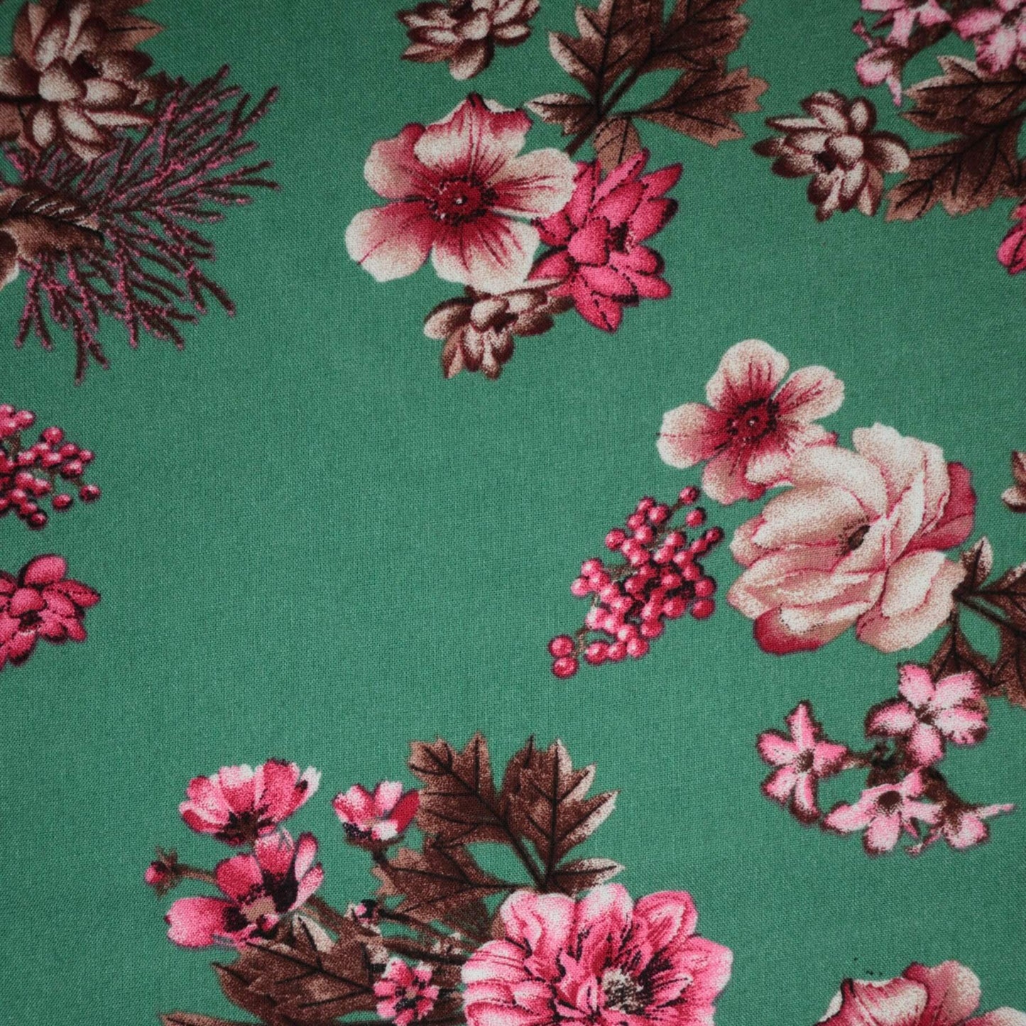 Pink Blossom Green Viscose 1m