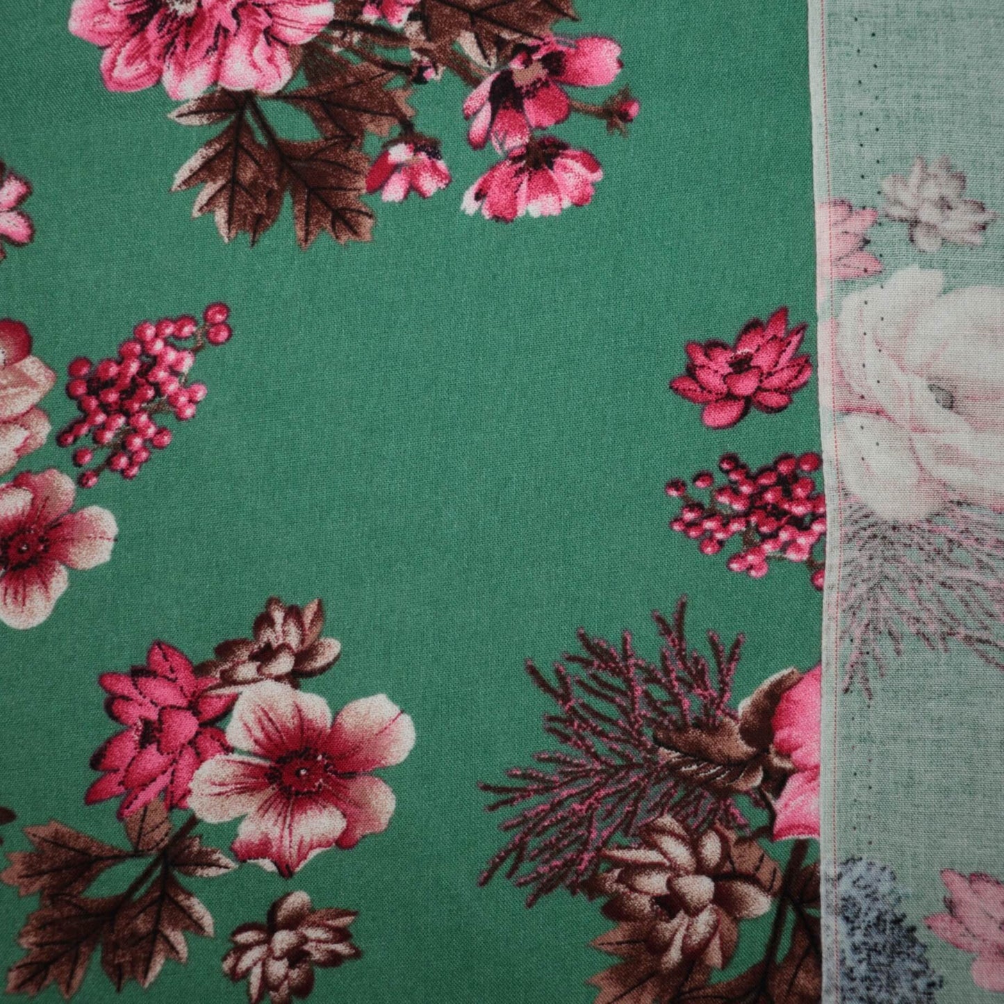 Pink Blossom Green Viscose 1m