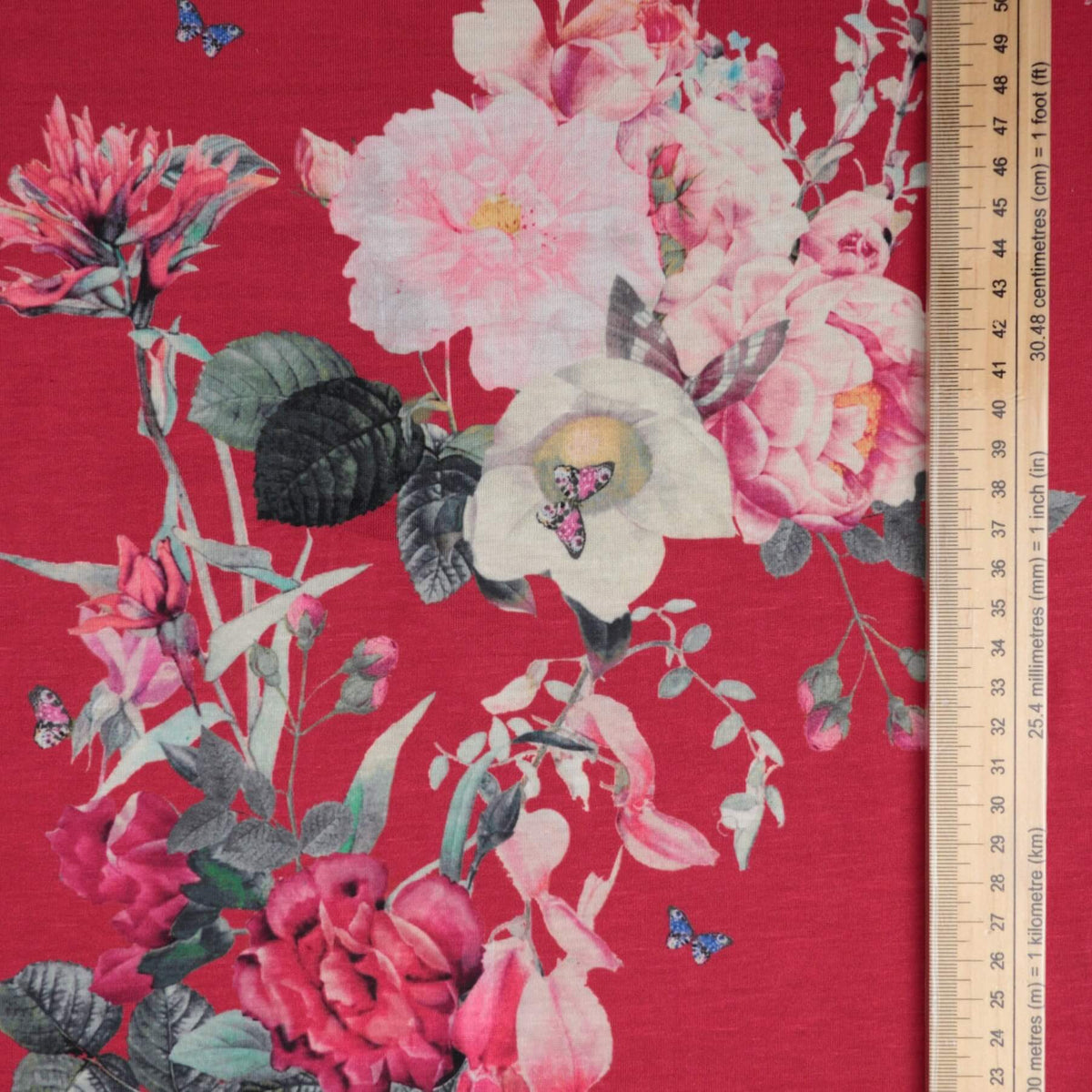 Pink Floral Jersey per/metre