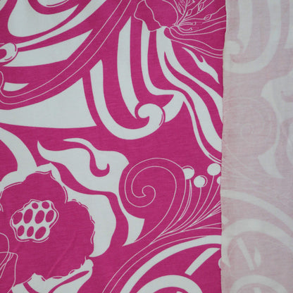 Pink Floral Swirl Jersey per/metre