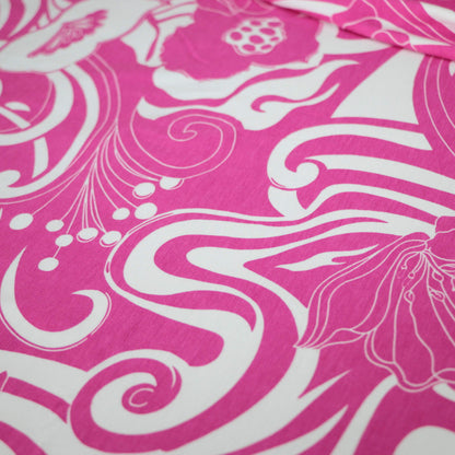 Pink Floral Swirl Jersey per/metre
