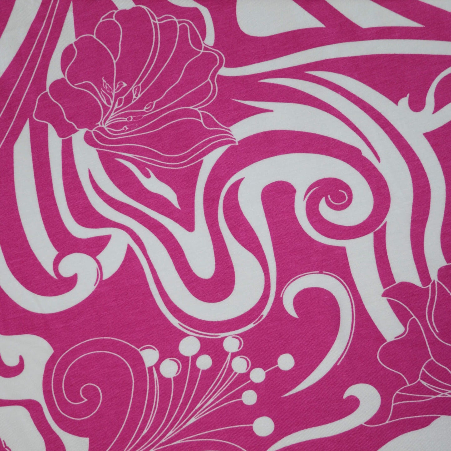 Pink Floral Swirl Jersey per/metre