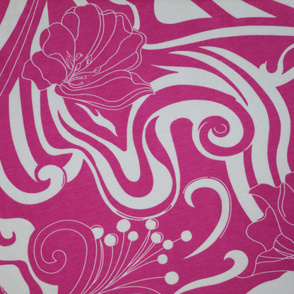 Pink Floral Swirl Jersey per/metre