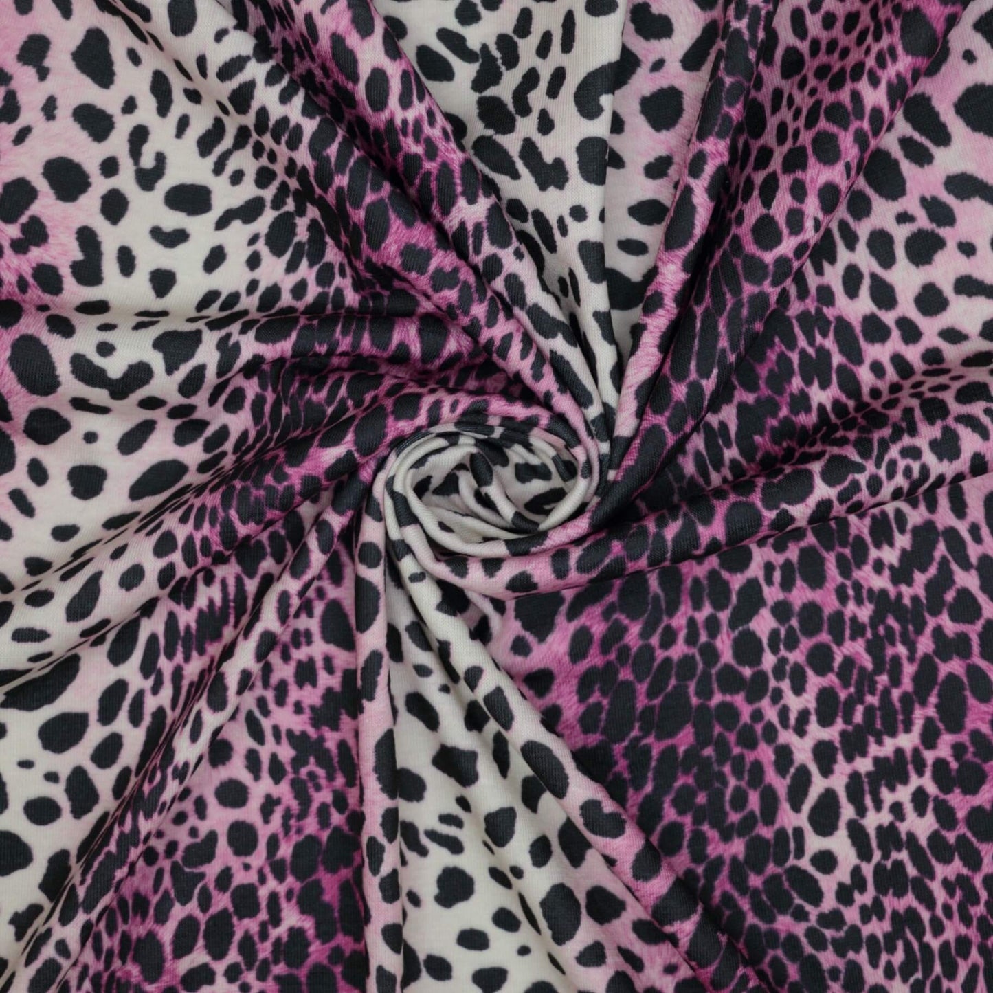 Pink Leopard Print Jersey per/metre