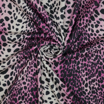 Pink Leopard Print Jersey per/metre