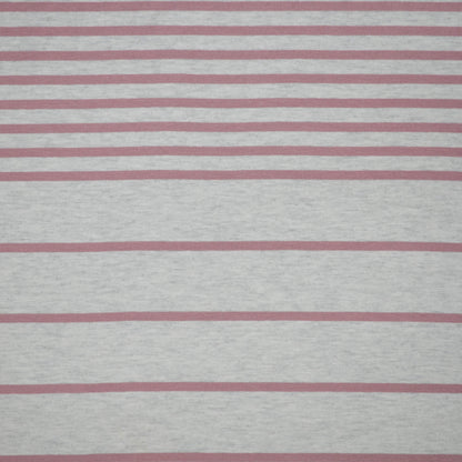 Pink Stripe Grey Marl Cotton Jersey 1m