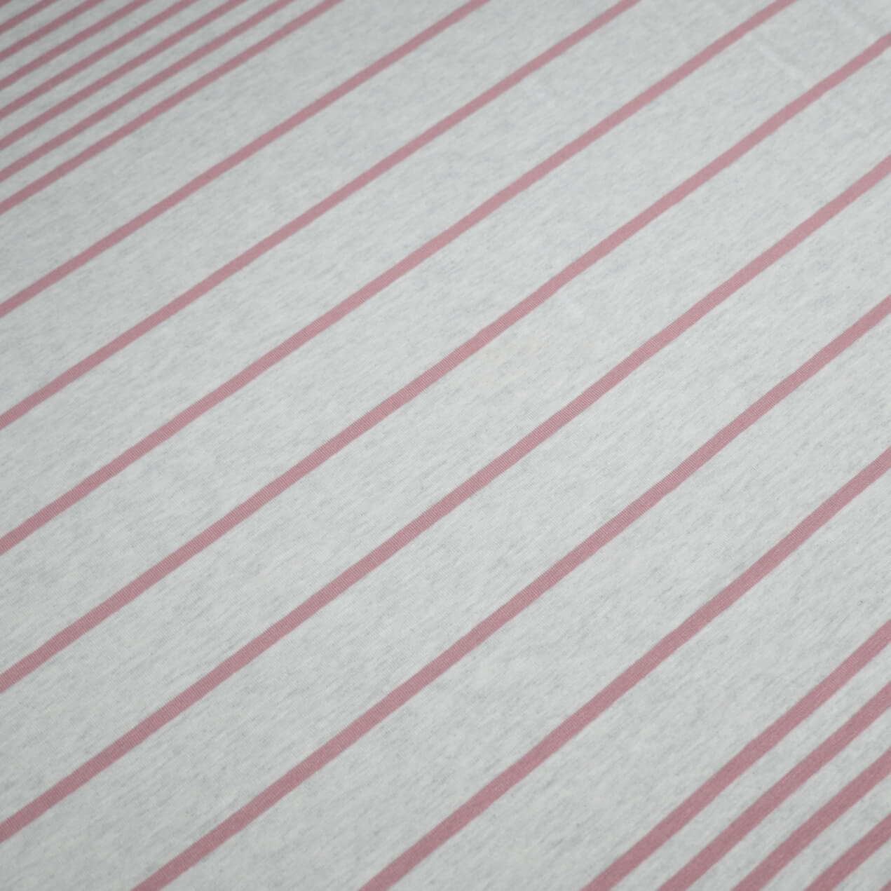 Pink Stripe Grey Marl Cotton Jersey 1m