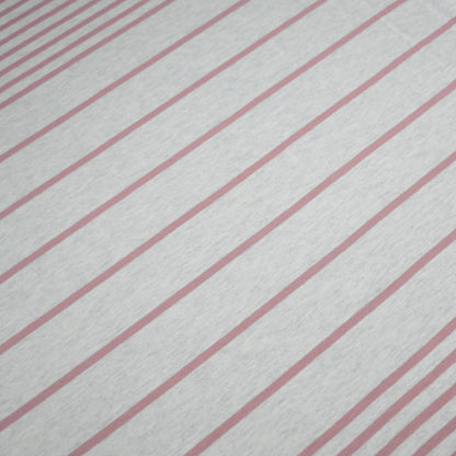 Pink Stripe Grey Marl Cotton Jersey 1m