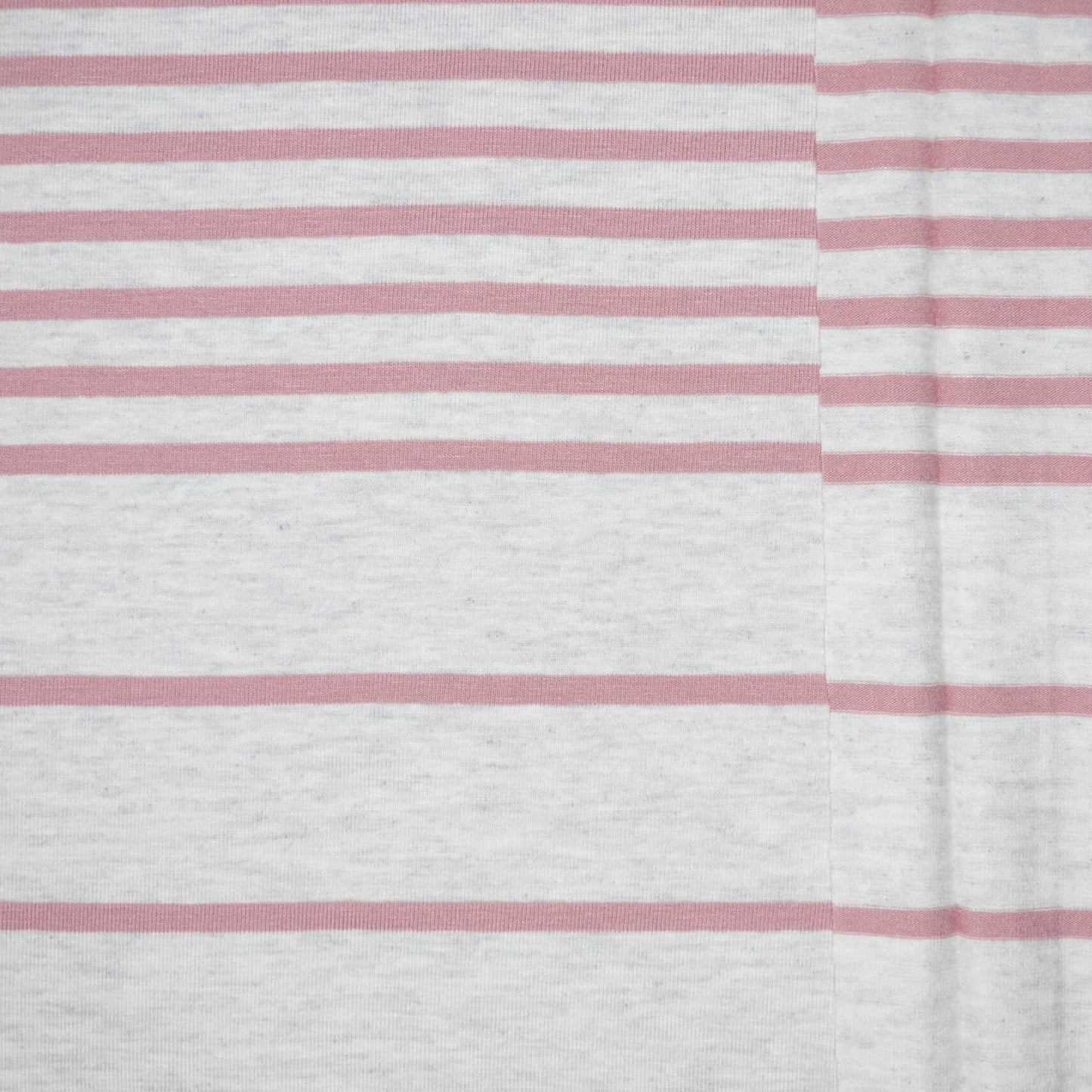 Pink Stripe Grey Marl Cotton Jersey 1m