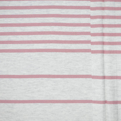 Pink Stripe Grey Marl Cotton Jersey 1m