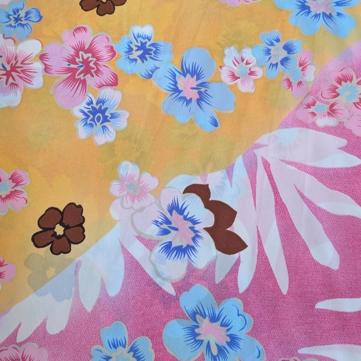 Pink & Yellow Floral Crepe 2.6m