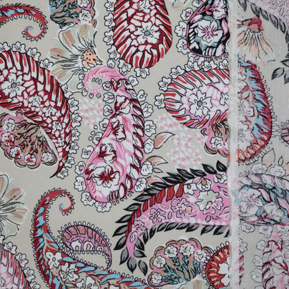 Pinky Floral Paisley 100% Viscose per/metre