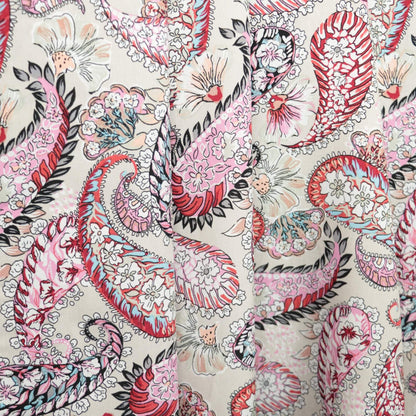 Pinky Floral Paisley 100% Viscose per/metre