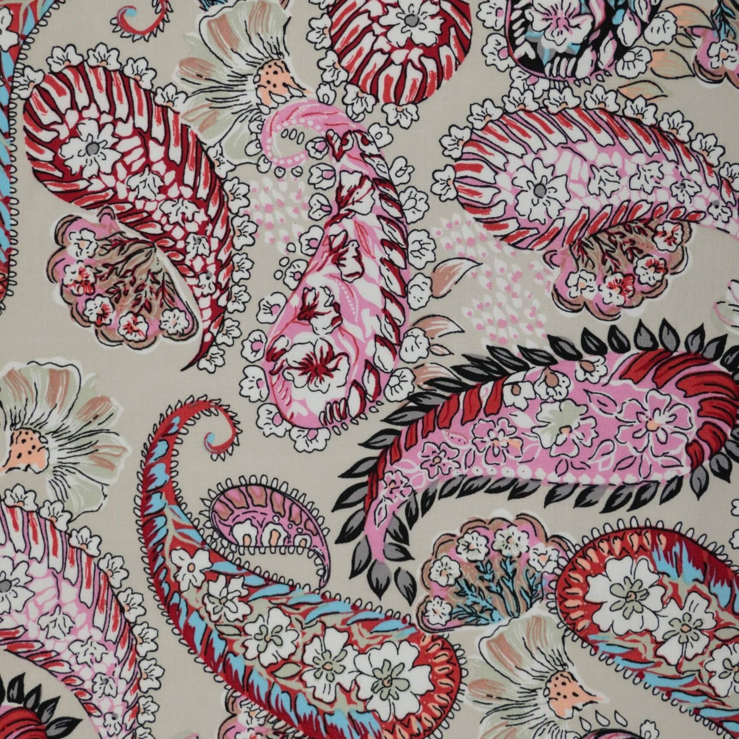 Pinky Floral Paisley 100% Viscose per/metre