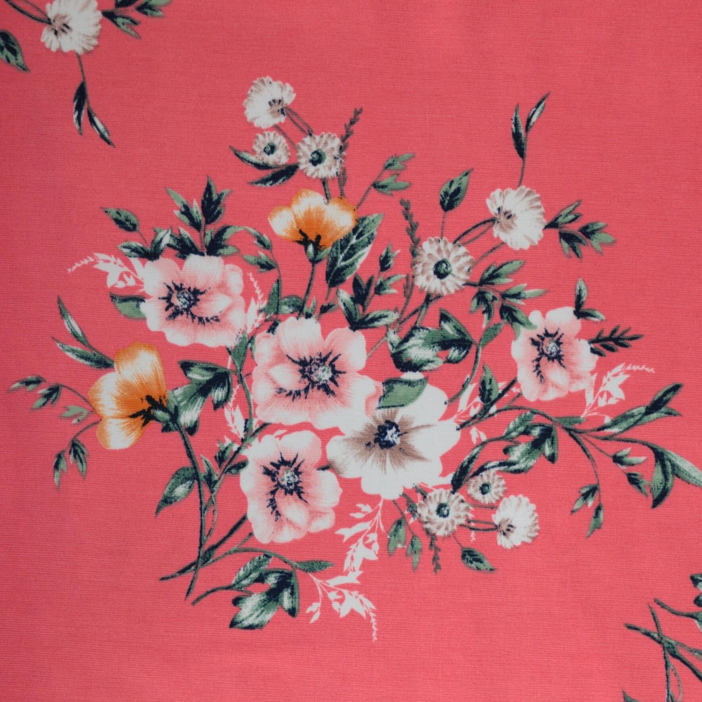 Pinky Peach Floral Jersey per/metre