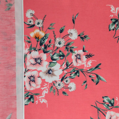 Pinky Peach Floral Jersey per/metre
